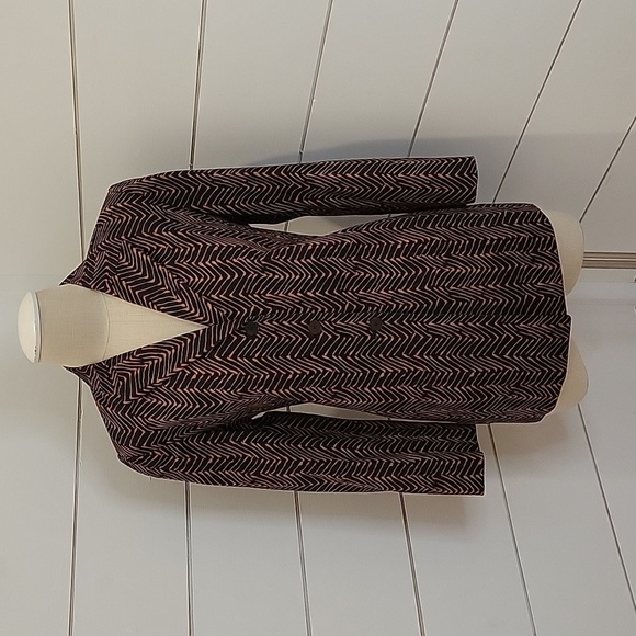 Ellen Tracy Linda Allard 12 petite brown and black squiggly line blazer - Picture 1 of 5